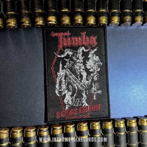 Tumba Blasfémico Resplandor woven patch inframetal records black border